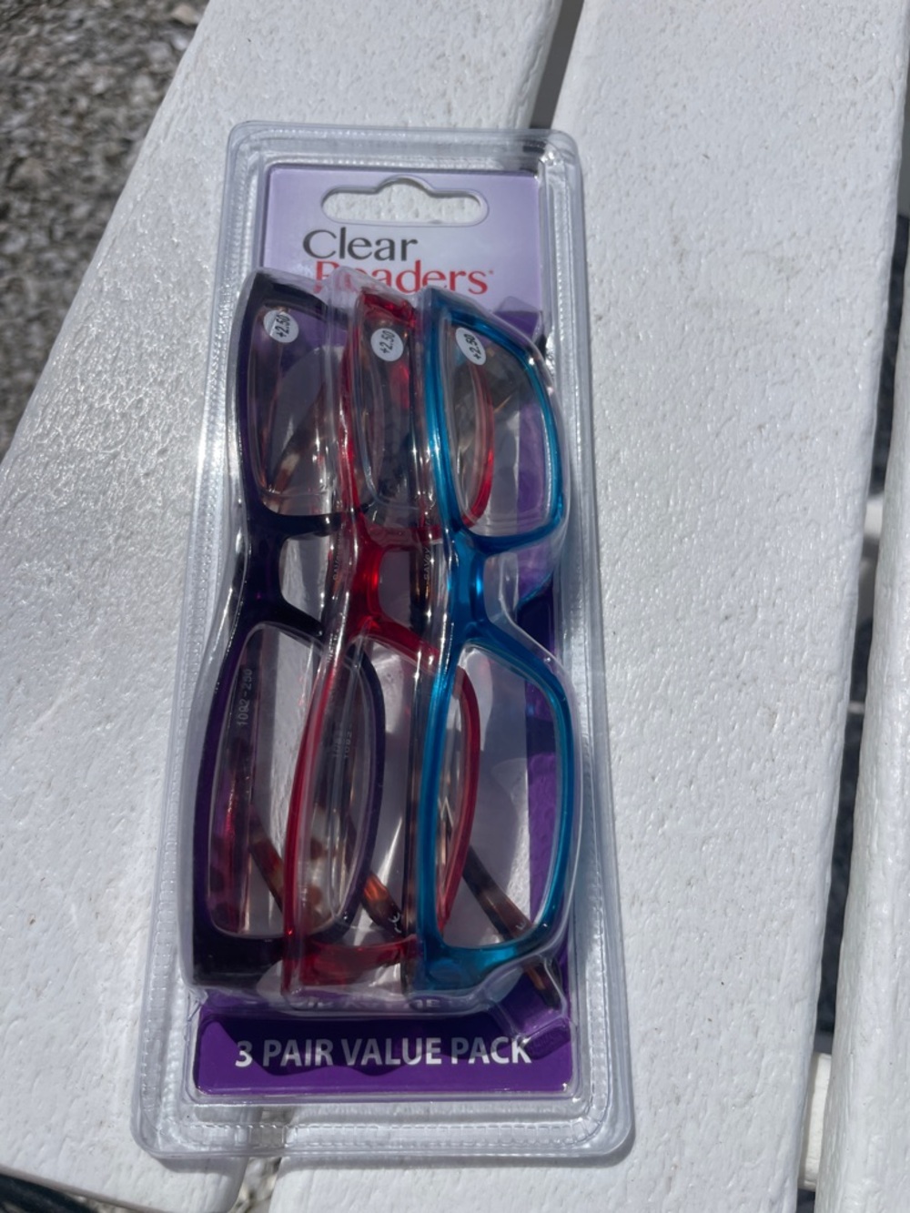 Clear Readers 3-Pair Reading Glasses Pack - Purple, Red, Blue. +2.50 - Picture 3 of 4